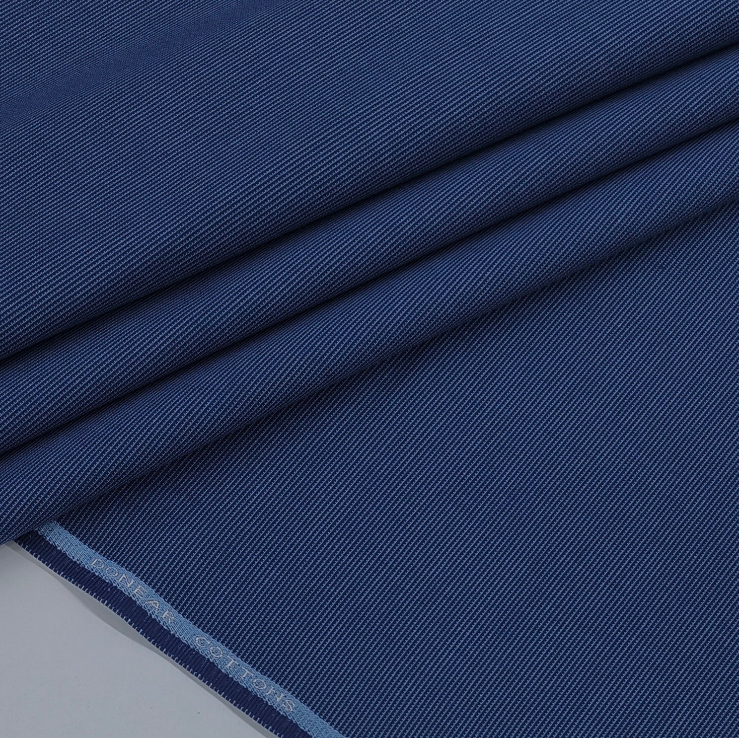 Trouser Fabric Donear Pure Cotton Self Textured Colour Cobalt Blue